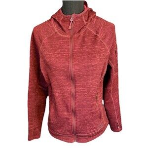 L.L.Bean Polartec Hoodie Women Medium Burgundy Full Zip Fleece EUC